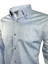 White Label Mens Tapered Casual Shirt Blue Floral Print Northern