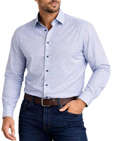 White Label Mens Tapered Shirt Geometric Blue/Navy Northern Ireland