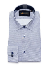 White Label Mens Tapered Shirt Geometric Blue/Navy Northern Ireland