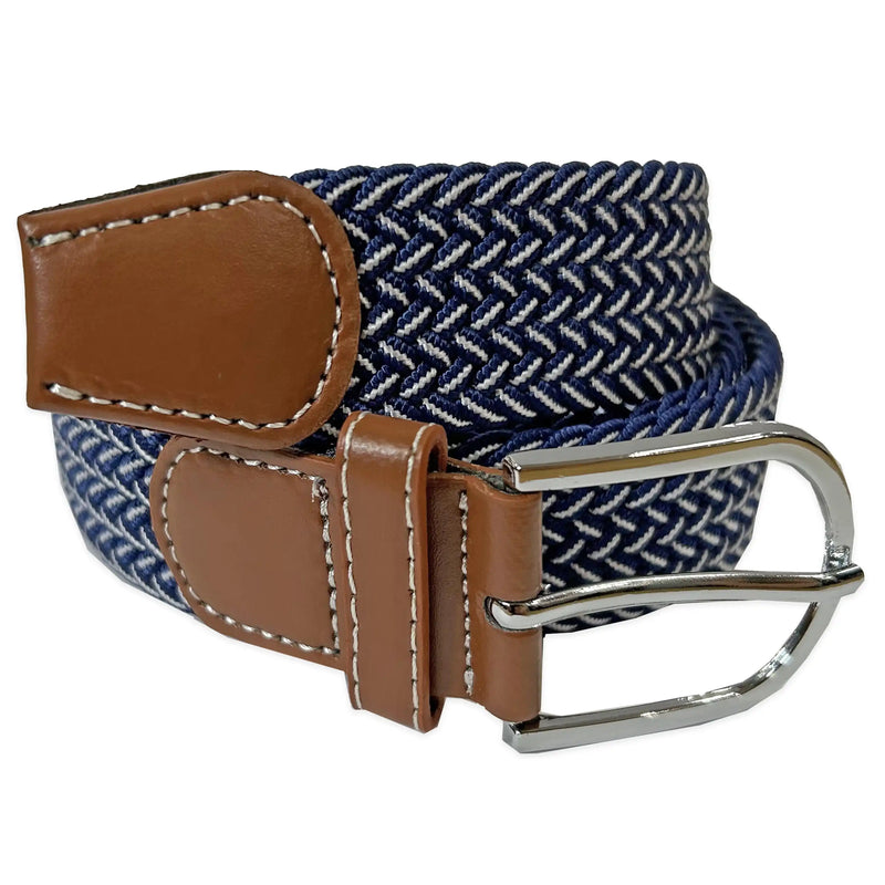 White Label Mens Webbing Elastic Stretch Belt Navy/Grey Ballynahinch