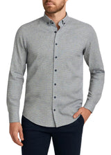 White Label Tapered Fit Casual Shirt Blue/Brown Geometric Northern