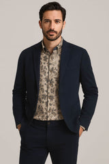 White Label Tapered Fit Casual Shirt Taupe Paisley Print Northern
