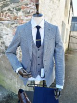 White Label Tapered Fit Houndstooth Jasper Waistcoat Blue Northern