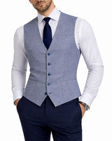 White Label Tapered Fit Houndstooth Jasper Waistcoat Blue Northern