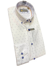 White Label Tapered Fit Shirt White Blue Geometric