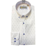 White Label Tapered Fit Shirt White Blue Geometric