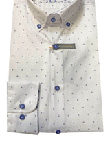 White Label Tapered Fit Shirt White Blue Geometric