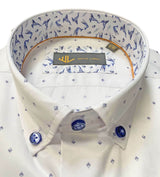 White Label Tapered Fit Shirt White Blue Geometric