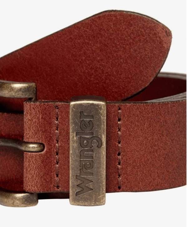 Wrangler Metal Loop Leather Belt - Cognac
