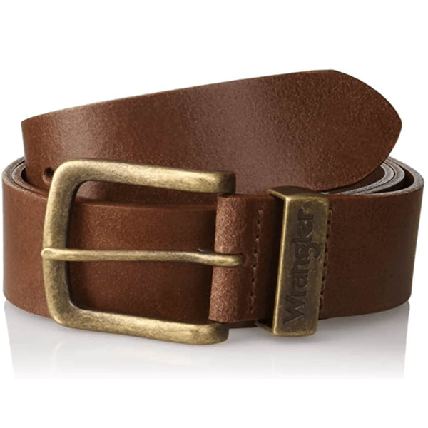Wrangler Metal Loop Leather Belt - Cognac