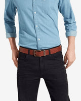 Wrangler Metal Loop Leather Belt - Cognac