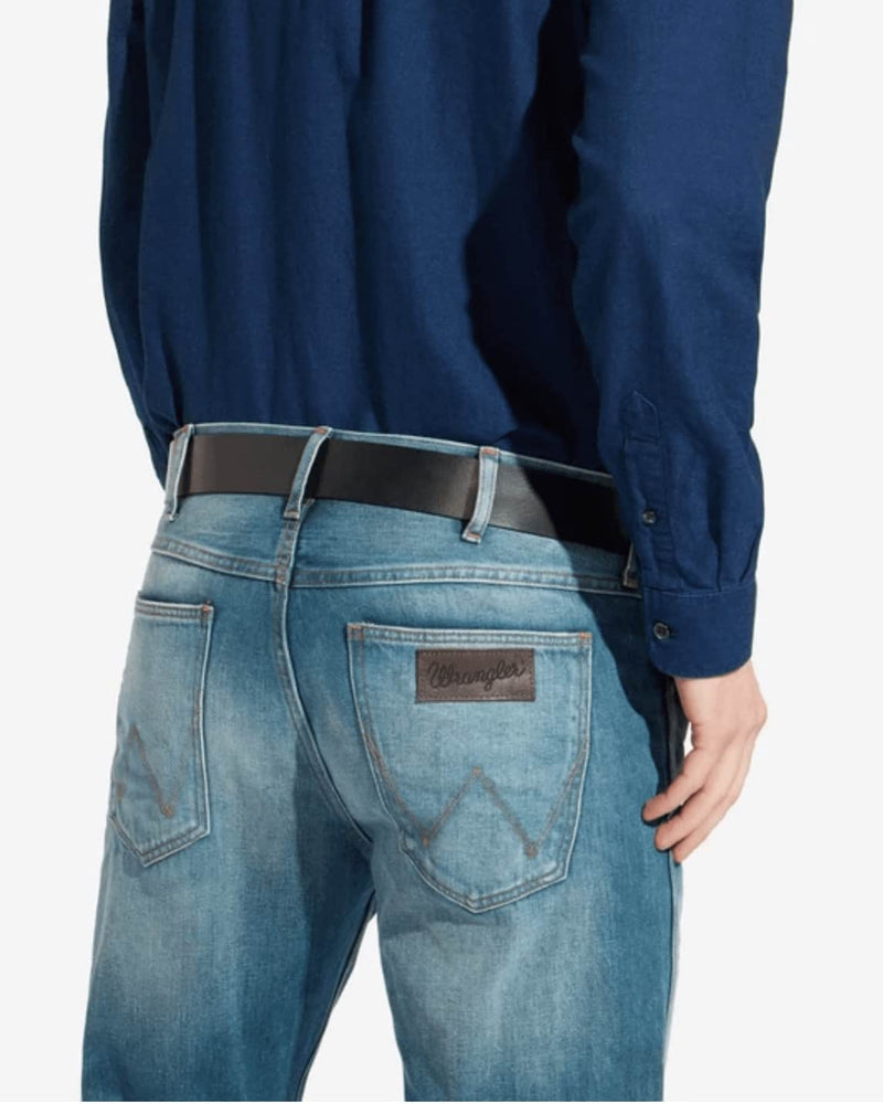 Wrangler Metal Loop Leather Belt - Black