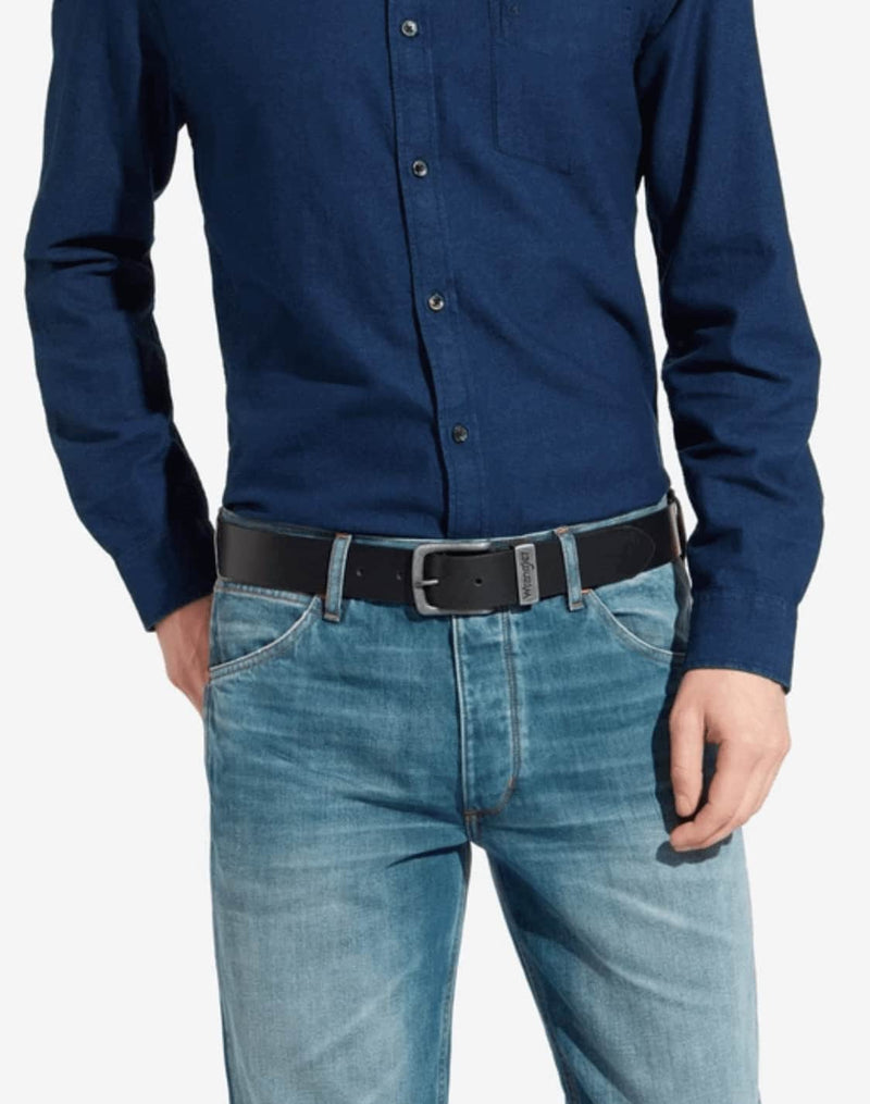 Wrangler Metal Loop Leather Belt - Black