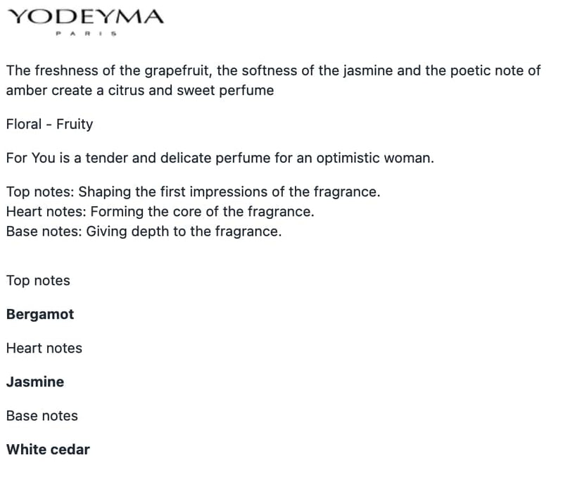 Yodeyma For You 50ml Womens Perfume - Inspired By Chance (Chanel)